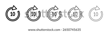 10 sec skip icon vector outline symbol or illustration