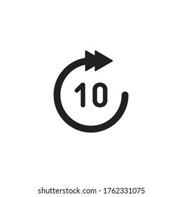 10 second forward isolated vector icon for video player