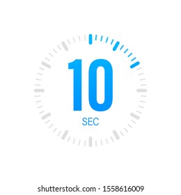 The 10 second, timer, stopwatch vector icon. 10 second Stopwatch icon in flat style. Vector stock illustration.