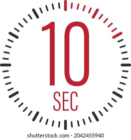 The 10 second, timer, stopwatch vector icon. 10 second Stopwatch icon in flat style. Vector stock illustration.