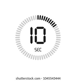 The 10 Seconds, Stopwatch Vector Icon. Clock And Watch, Timer, Countdown Symbol.