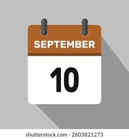 10 september calendar icon vector design month illustration