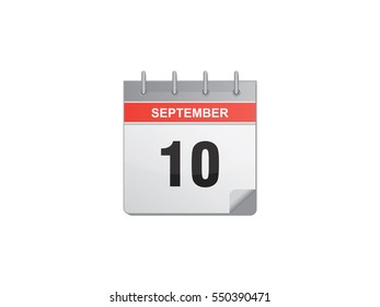 10 September calendar vector illustration on white background