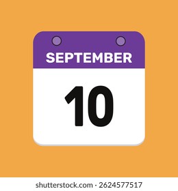 10 september calender icon text page monthly web design.