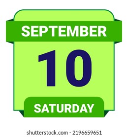 10 September, Saturday. Date template. Useful design for calendar or event promotion. Vector illustration EPS 10 File. 