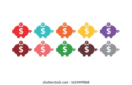 10 Set Marketing - Business Icons Full Color. Realistic Set. Vector Editorial	