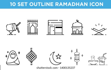 10 Set Outline Icon For Ramadhan 