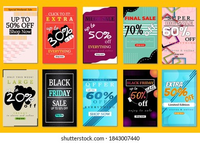 10 juegos de afiches de venta de vectores de diseño atractivos y elegantes para la promoción empresarial