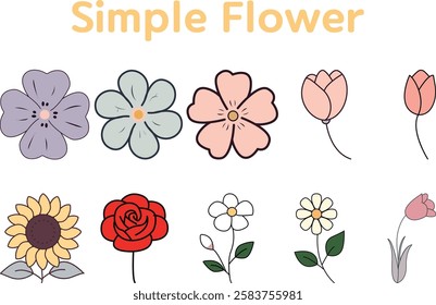 10 Simple Flower Illustrations Collection