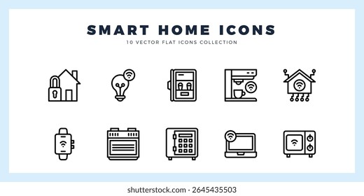 10 Smart Homes ícone linear pack. ilustração vetorial.