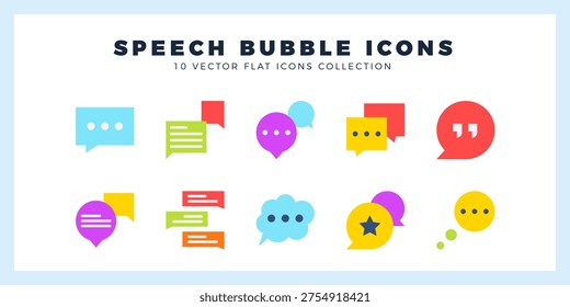 10 Speech Bubble Flat icon pack. vector illustration.