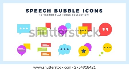 10 Speech Bubble Flat icon pack. vector illustration.