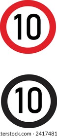10 speed limit sign in two colors suitable for transportation uses	
