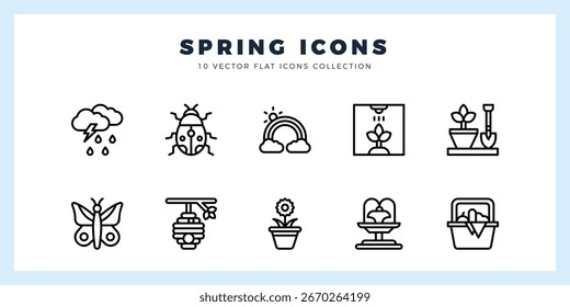 10 Spring Lineal icons pack. vector illustration.