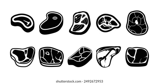 10 Steak Meat Vector Set