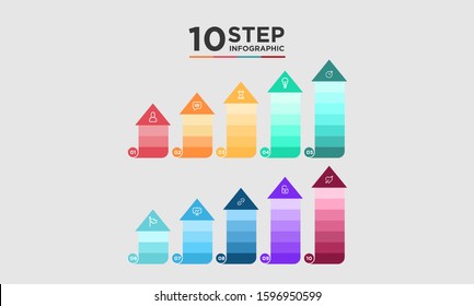 10 step arrow infographic element. Business concept with ten options and number, steps or processes. data visualization. Vector illustration.