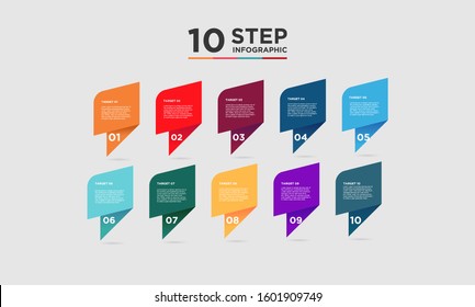 10 step infographic element. Business concept with ten options and number, steps or processes. data visualization. Vector illustration.