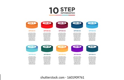 10 step infographic element. Business concept with ten options and number, steps or processes. data visualization. Vector illustration.