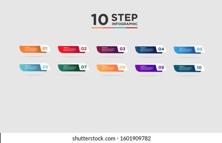 10 step infographic element. Business concept with ten options and number, steps or processes. data visualization. Vector illustration.