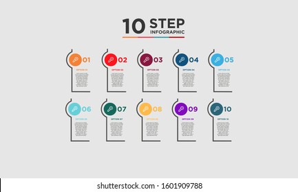 10 step infographic element. Business concept with ten options and number, steps or processes. data visualization. Vector illustration.