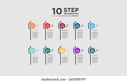 10 step infographic element. Business concept with ten options and number, steps or processes. data visualization. Vector illustration.