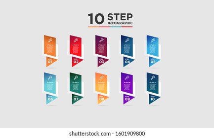10 step infographic element. Business concept with ten options and number, steps or processes. data visualization. Vector illustration.