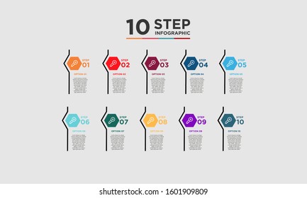 10 step infographic element. Business concept with ten options and number, steps or processes. data visualization. Vector illustration.