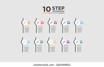 10 step infographic element. Business concept with ten options and number, steps or processes. data visualization. Vector illustration.