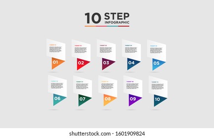 10 step infographic element. Business concept with ten options and number, steps or processes. data visualization. Vector illustration.