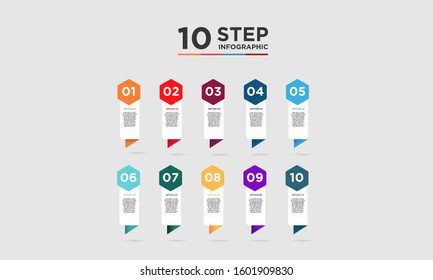 10 step infographic element. Business concept with ten options and number, steps or processes. data visualization. Vector illustration.