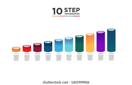 10 step infographic element. Business concept with ten options and number, steps or processes. data visualization. Vector illustration.