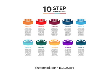 10 step infographic element. Business concept with ten options and number, steps or processes. data visualization. Vector illustration.