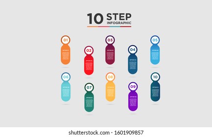 10 step infographic element. Business concept with ten options and number, steps or processes. data visualization. Vector illustration.