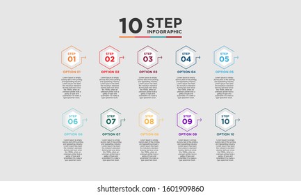 10 step infographic element. Business concept with ten options and number, steps or processes. data visualization. Vector illustration.