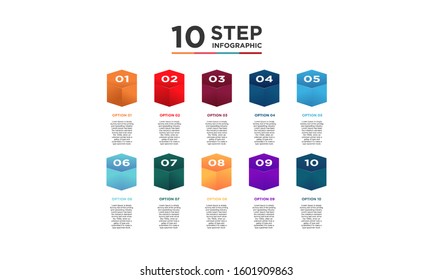 10 step infographic element. Business concept with ten options and number, steps or processes. data visualization. Vector illustration.