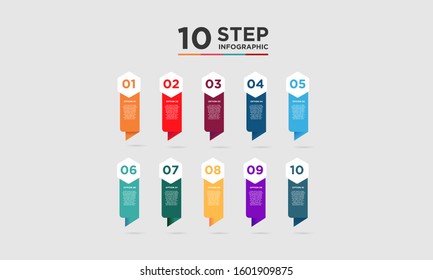 10 step infographic element. Business concept with ten options and number, steps or processes. data visualization. Vector illustration.