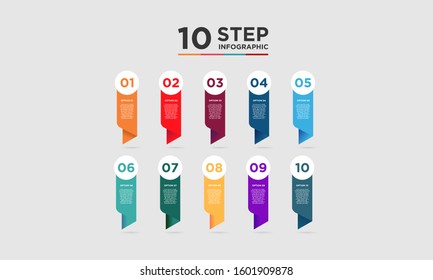 10 step infographic element. Business concept with ten options and number, steps or processes. data visualization. Vector illustration.