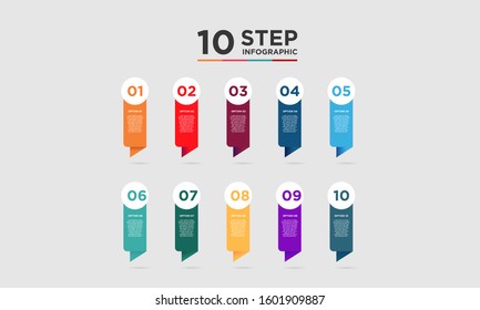 10 step infographic element. Business concept with ten options and number, steps or processes. data visualization. Vector illustration.