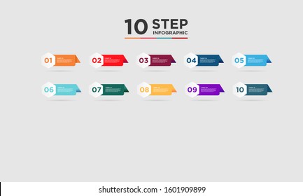 10 step infographic element. Business concept with ten options and number, steps or processes. data visualization. Vector illustration.