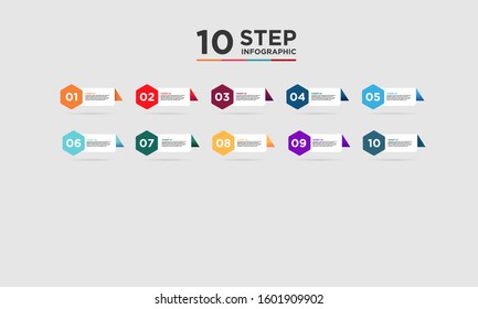 10 step infographic element. Business concept with ten options and number, steps or processes. data visualization. Vector illustration.