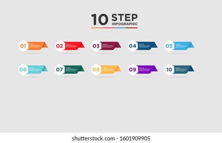 10 step infographic element. Business concept with ten options and number, steps or processes. data visualization. Vector illustration.