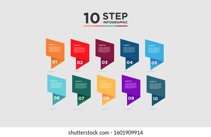 10 step infographic element. Business concept with ten options and number, steps or processes. data visualization. Vector illustration.