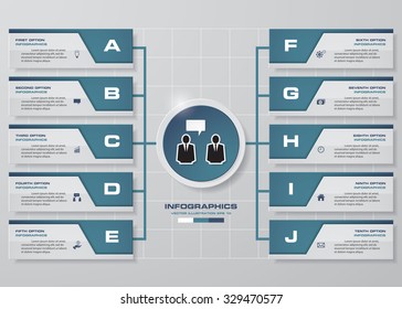 10 steps. Abstract number banners template/graphic or website layout. Vector.
