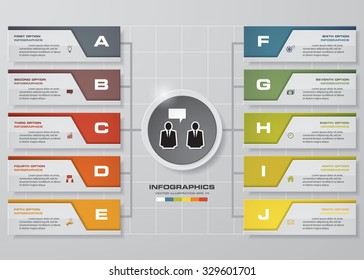10 steps. Abstract number banners template/graphic or website layout. Vector.