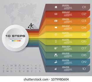 10 steps of arrow Infografics template. for your presentation. EPS 10.
