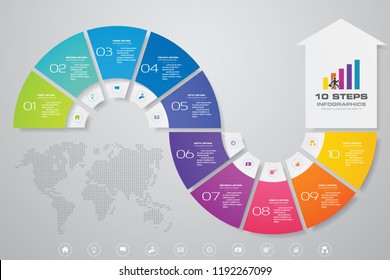 10 steps of arrow infografics template. for your presentation. EPS 10.