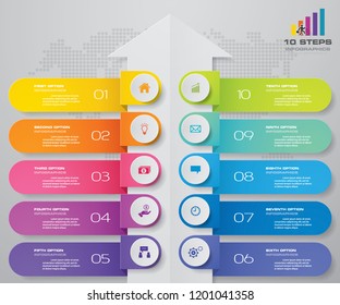 10 steps of arrow infografics template. for your presentation. EPS 10.