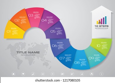 10 steps of arrow infografics template. for your presentation. EPS 10.