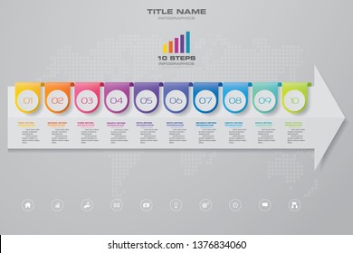 10 steps of arrow infografics template. for your presentation. EPS 10.