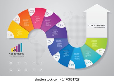 10 steps of arrow infografics template. for your presentation. EPS 10.	